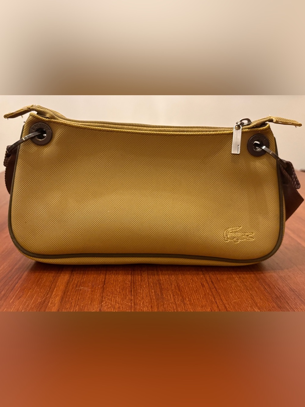 Lacoste Vintage Compact Golden Yellow Shoulder Bag